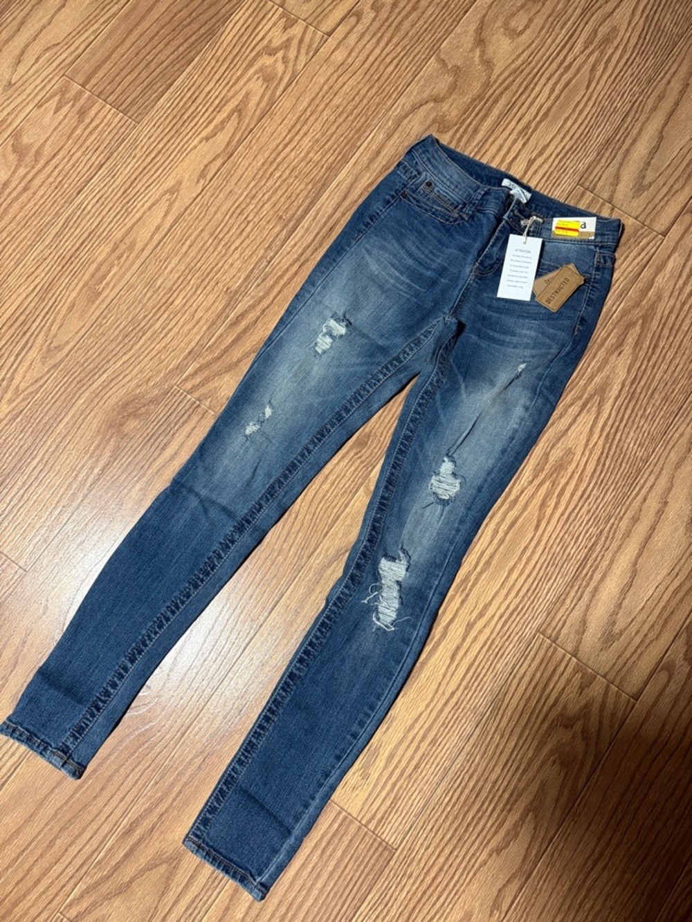 Mudd Women's Dark Blue Distressed Skinny Jeans